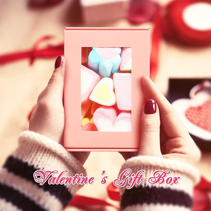 Zonon 30 Pcs Soap Boxes for Homemade Packaging, Mini Kraft Treat Boxes with Window for Bakery Candy Soap Making Gift Packaging(3.5 x 2.4 x 1.2 Inch,Pink)