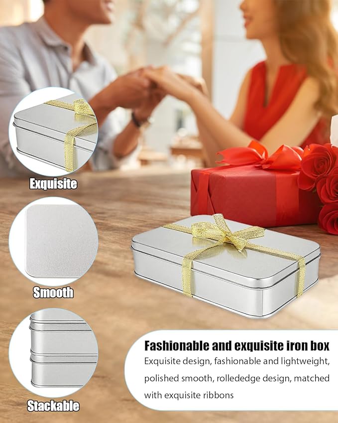 Metal Tins Box With Lid, 8 Pack Cookie Tins With Lids Tin Containers With Lids For Treats, Gifts, Favors, Candle And Crafts (4.92 x 3.54 x 2.36)