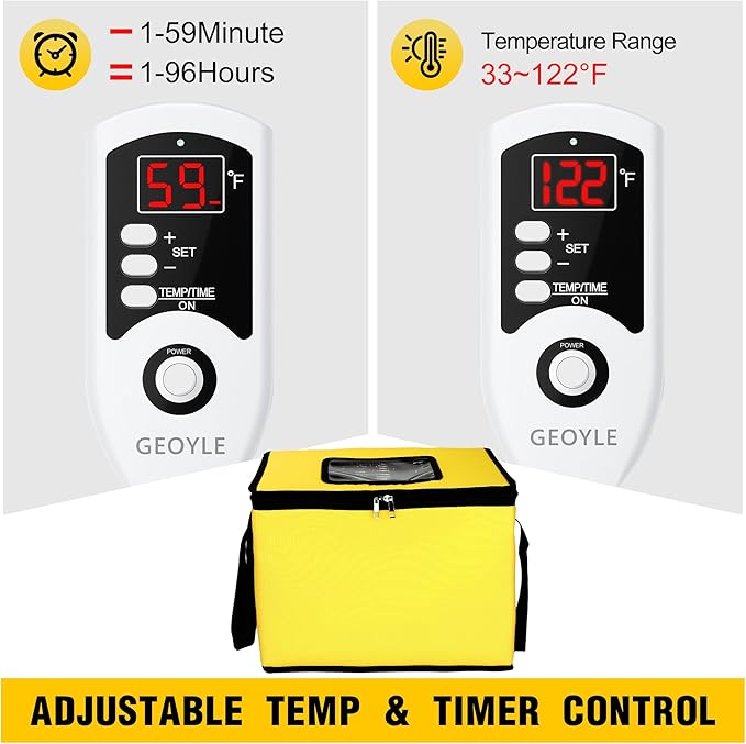 30L Dough Proofer, Folding Bread Proofing with 33-122℉ Temperature & 96h Timer Controller, Sourdough proofing box Heated Fermentation for Making Bread, Yogurt, Natto and Handmade Soap