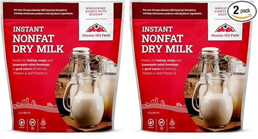 Hoosier Hill Farm Instant Nonfat Dry Milk Powder, 2LB (Pack of 2)