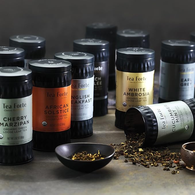 Tea Forte Ginger Lemongrass Premium Organic Loose Leaf Caffeine-Free Herbal Tea Blend Canister, Makes 35-50 Cups
