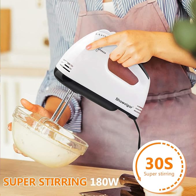 Handmixer Electric Handheld - 7 Speed Portable Kitchen Mixer Electric with 5 Stainless Steel Accessories Whisk, Food Beater for Whipping Mixing Cookies Cakes,Cooking,Baking