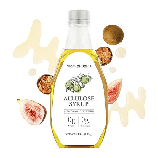 MONKSHUSHU Allulose Syrup 45.9 Fl Oz - Allulose 99.692%, Keto Diet, Vegan friendly, Stevia Blend Thin Syrup, Zero Calorie Sugar Substitute, Monk Fruit, Gluten Free, 0g Net Carbs, Non-GMO
