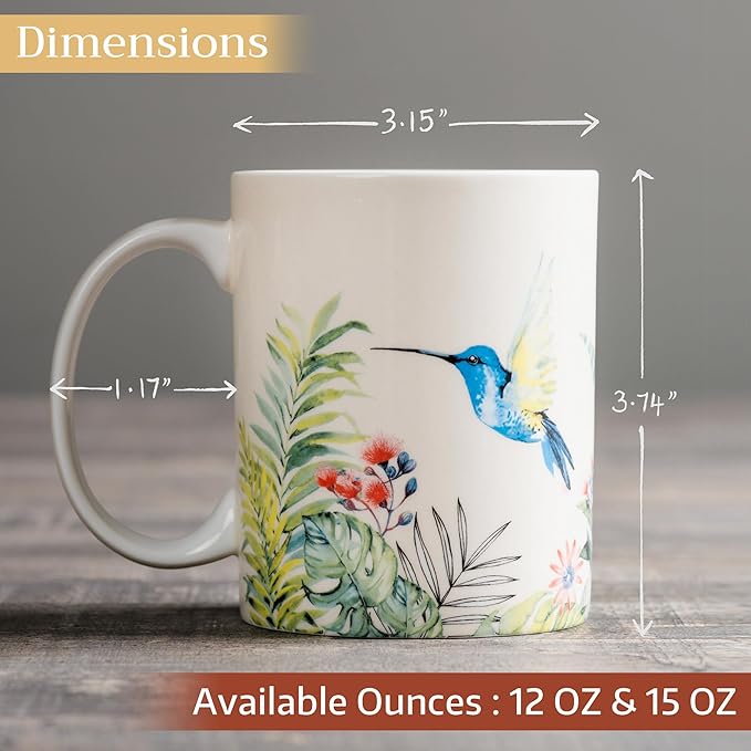 Maison d' Hermine Coffee Mug with Handles Fine Bone China Mugs Pack of Two Tea Cups for Hot Beverages Cappuccino Latte Home Restaurant Office Perfect for Gift (Tropiques, 12 Ounce)
