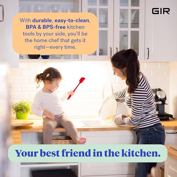 GIR: Get It Right Silicone Spatula - 11-Inch Red Skinny Jar Spatula - Heat Resistant & Nonstick Fiberglass Core -Flexible Kitchen Tool