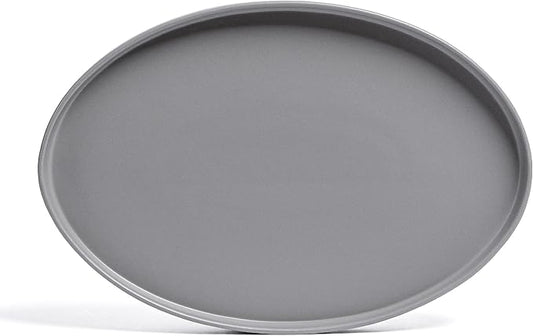 over&back Stackable Stoneware Serving Platter - Elegant 1-Piece Oval Serving Platter to Complete Your Kitchen Set - Perfect for Appetizers, Desserts, and More - 16" L x 11" W - Semi-Matte Charcoal