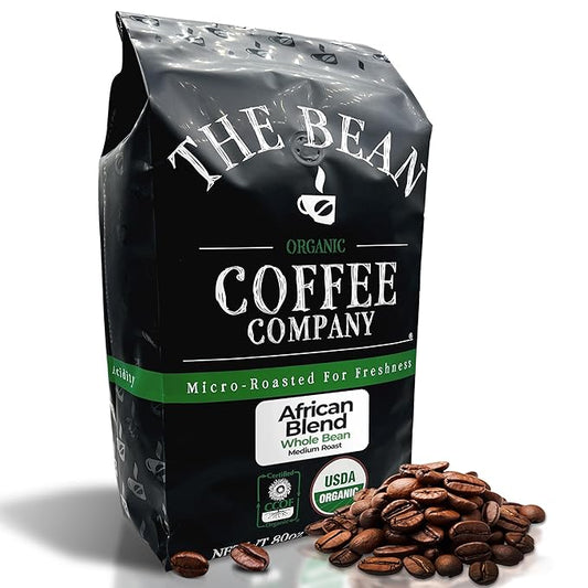 The Bean Organic Coffee Company African Blend, Medium Roast, Whole Bean Coffee, 5-Pound Bag