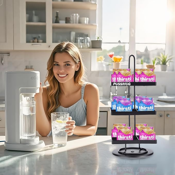 12 Flavor Pod Holder for Ninja Thirsti Pods , 360° Rotating Storage Rack for Ninja Thirsties Drink System,Flavor Pods Storage Holder Fits for Ninja Thirsti Soda Maker WC2002