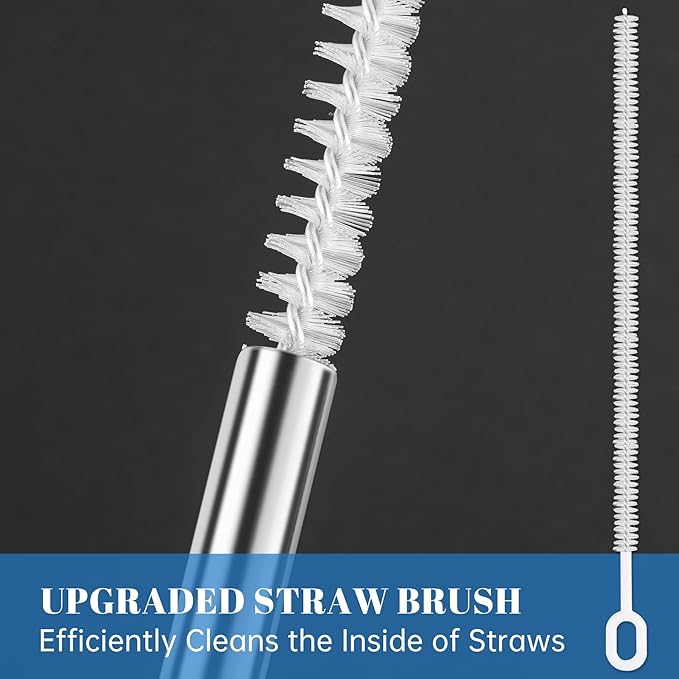 Tomorotec 8-Pack Stainless Steel Straws Fit for 40oz Stanley Tumblers, 12" Metal Straws for Stanley Cup with 1 Brush, Reusable Drinking Straws for Smoothies, Milkshakes, Dishwasher Safe & BPA-Free