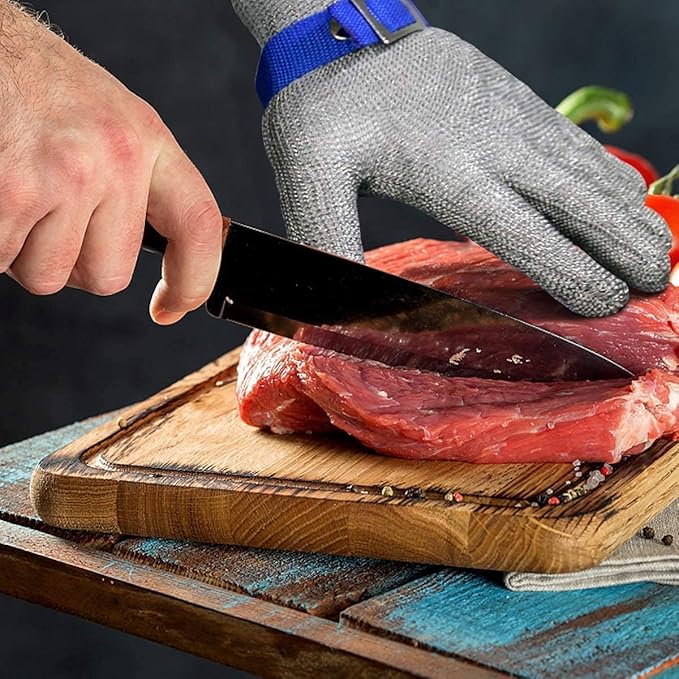 Schwer SlicePro ANSI A9 Cut Resistant Glove PR1707, Food Grade Stainless Steel Wire Metal Gloves, Cutting Gloves for Kitchen, Meat Cutting, Oyster Shucking, Fish Fillet, Non-PFAS（L, 2 PCS）