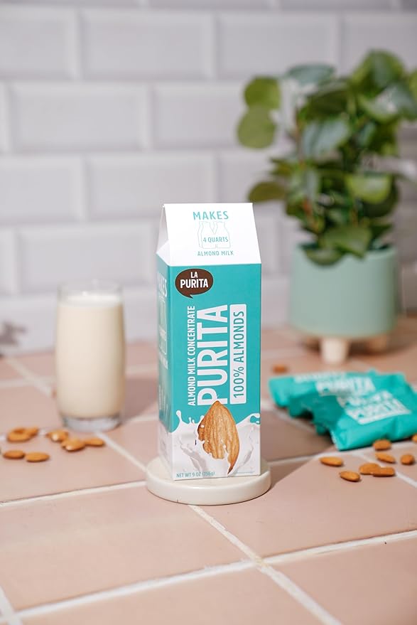 La Purita 100% Pure Unsweetened Almond Milk Concentrate Cream – Makes 128 Fl Oz (16 Servings) – Just Add Water and Blend – Vegan, Dairy-Free, Keto, Gluten-Free