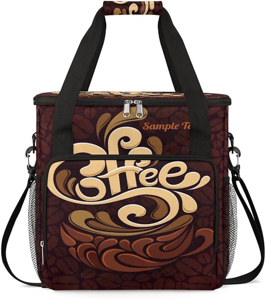 Funny Coffee Coffee Maker Carring Bag Coffee Cafe Travel Carrying Storage Tote Bag Compatible with Keurig K-Mini or K-Mini Plus Portable Single Serve Coffee Brewer Case with Pockets for K-cup Pods