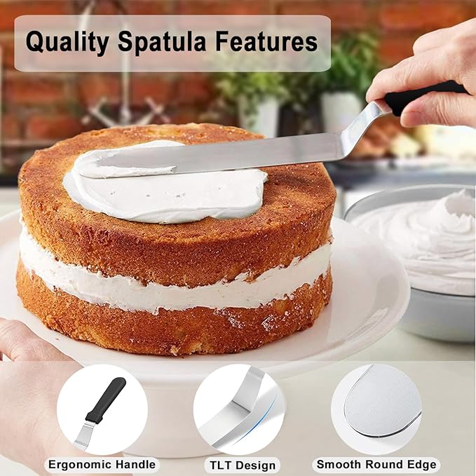 3pcs Small Icing Spatula,Lmoszuak Professional food grade stainless steel cake spatula,with Sturdy & Durable Handle Cake Spatula,Frosting smoother spatulas for cake decorating,Baking(4 inch)