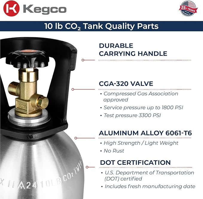 Kegco 10 lb. Aluminum Tank Co2 Cylinder