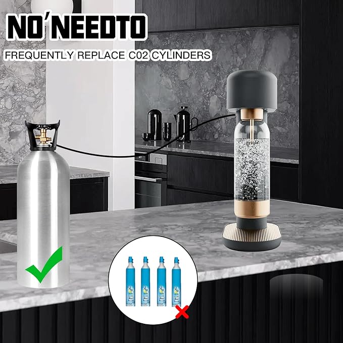 Soda Maker CO2 Tanks Adapter Hose with Big Pressure Gauge, Soda Co2 Fill Adapter Compatible with Fizzi Onetouch Jet Aqua Fizz Blue Cylinder Soda Machine(60 inch)
