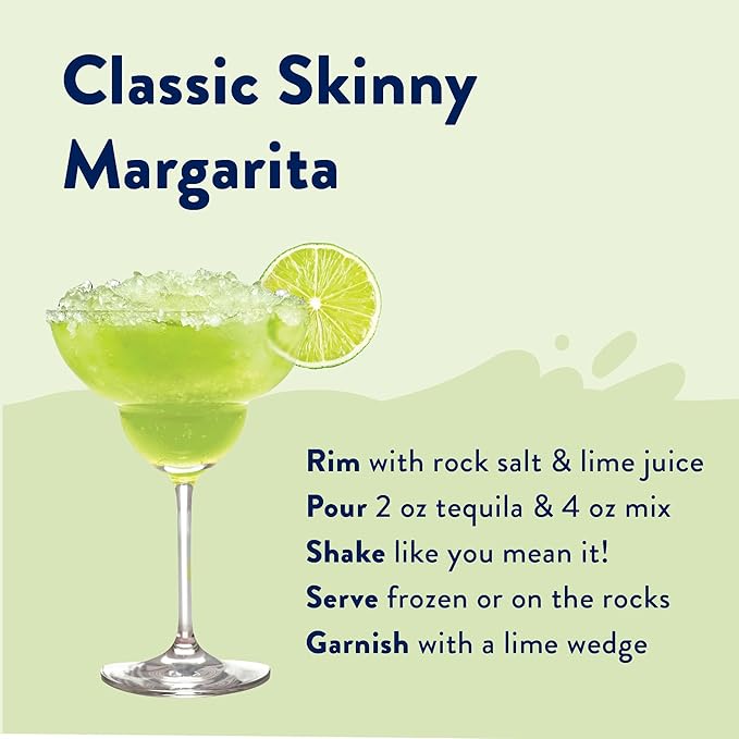 Jordan's Skinny Syrups Sugar Free Syrup, Naturally Sweetened Original Margarita Mix, 32 oz, Low Calorie Flavoring, Protein Shake, Cocktail & More, Gluten Free, Keto Friendly