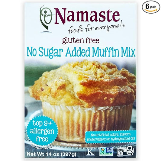 Namaste Foods, Gluten Free No Sugar Added Muffin Mix, 14-Ounce Bags (Pack of 6)