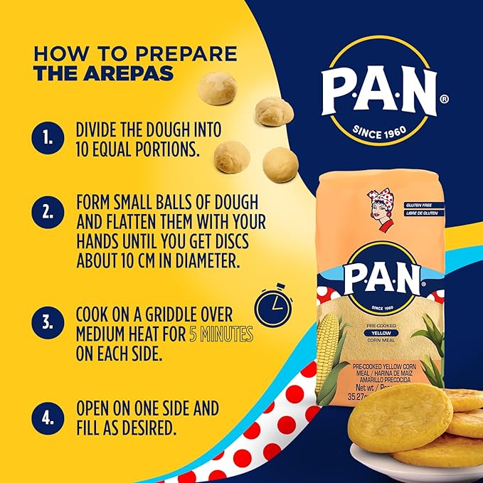 P.A.N. Yellow Corn Meal – Pre-cooked Gluten Free and Kosher Flour for Arepas (2.2 lb/Pack of 1)