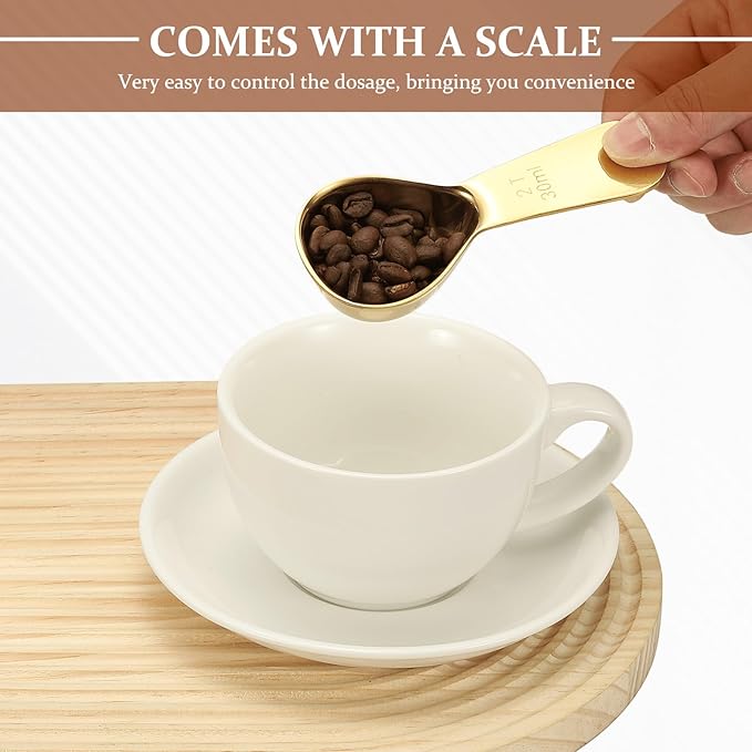 uxcell 2Pcs Stainless Steel Coffee Scoop, 30ml Short Handle Measuring Spoon for Ground Coffee Tea Sugar Kitchen Gifts, Rainbow