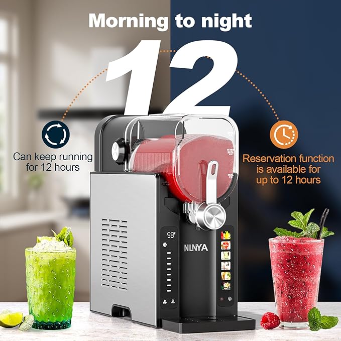 SLUSHi Professional Frozen Drink Maker with No Ice Needed, Slushie Machine for Home with 6 Preset Programs for Margaritas, Frappés, Milk Shake and More, upgrade LED Display, Auto Clean, 6 Modes
