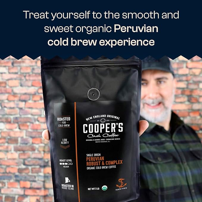 Organic Cold Brew Coffee Peru Reserve Single Origin Peruvian Coarsely Whole Bean - 1 lb. Bag - Medium Roast
