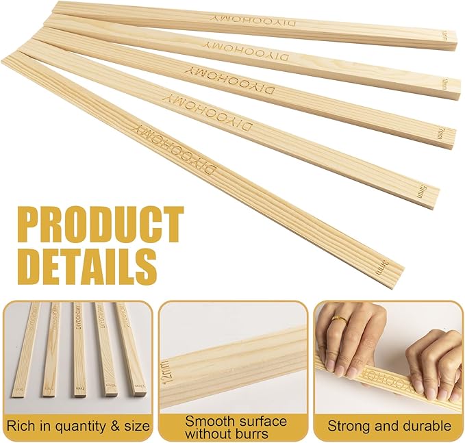 DIYOOHOMY 10 Pcs 17 Inch Rolling Pin Guides for Dough Thickness Polymer Clay Tools, Wooden Slab Roller for Clay, Clay Rolling Pin Depth Guide Pottery Ceramics Supplies