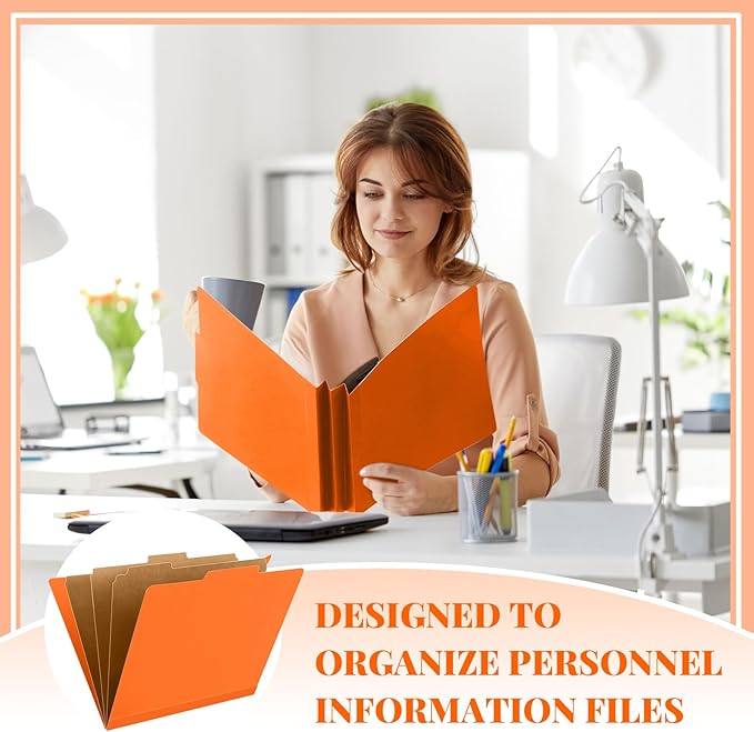 72 Pcs Classification Folders Letter Size, Back to School Supply for Teacher, Student, 3 Dividers Pressboard File Folder Bulk with 2 Fasteners, 3.5 Inch Expanding File Organizer (Orange)