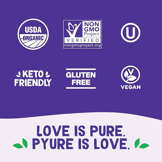 Pyure Organic Maple Flavored Syrup | Sugar-Free Maple Syrup for Pancakes, Waffles, Keto Desserts | 2g Net Carbs, Gluten-Free, Vegan, Plant-Based, Non-GMO, Diabetic Friendly | 14 oz Bottle