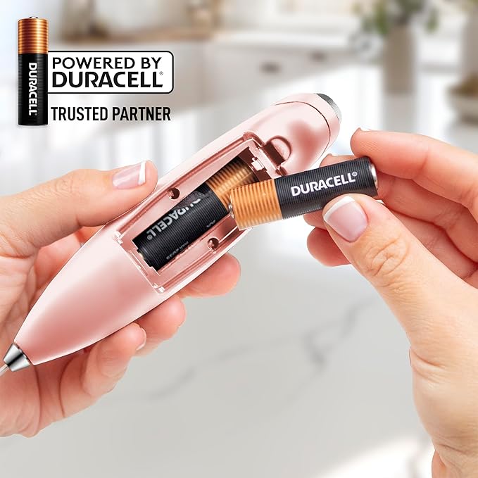Zulay Kitchen Powerful Milk Frother Wand With 4 AA Duracell Batteries - Ultra Fast Handheld Drink Mixer - Electric Whisk Foam Maker for Coffee, Lattes, Cappuccino, Matcha & Creamer -