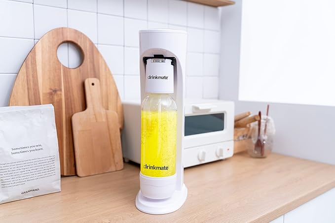 Drinkmate OmniFizz Sparkling Water and Soda Maker, Carbonates Any Drink, Bubble Up Bundle - Includes Two 60L CO2 Cylinders, One Carbonation Bottle, and Fizz Infuser (Classic White)