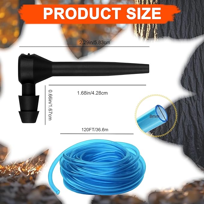 Maple Syrup Tree Tapping Kit with 120ft Reusable Food Grade Tubuing drop Lines extractors, 20 Pcs Maple Sap Taps, Maple Birch Walnut Sugaring Starter Supplies Collection Gift for Experts or Beginners