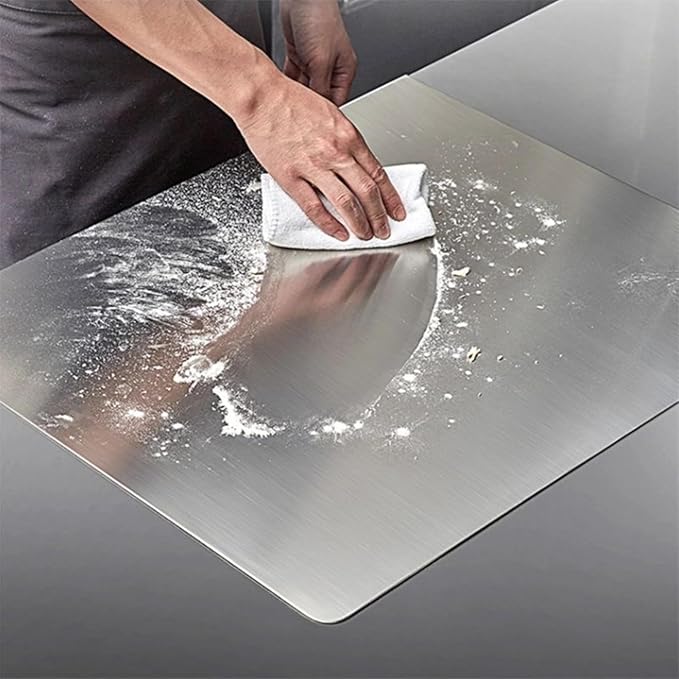 Stainless Steel Cutting Boards for Kitchen,Baking Board,Pastry Board,kneading Panel - Suitable for Cutting Vegetables, Fruits, Meat,bread - Easy To Clean and Store (50x50cm/19.6x19.6in)