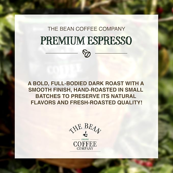 The Bean Organic Coffee Company Premium Espresso, Dark Roast, Ground Coffee, 5-Pound Bag, Café molido tostado orgánico