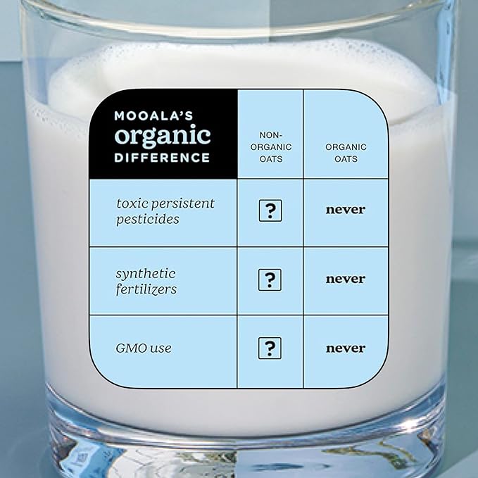 Mooala Organic Simple Oat Milk, 32oz - 3 Ingredient, Shelf Stable, No Gums, No Oils, No Fillers, Non-GMO, No Additives, Dairy Free Plant Based Milk, 6 pack