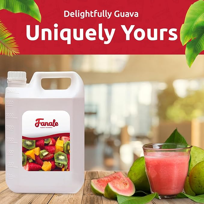 Fanale Premium Flavoring Concentrated Syrup for Bubble Tea 11 lb | Guava Flavor Syrup | for Boba Tea, Smoothies, Slushes, Desserts | 11lb | Pack of 4 | SRP210-CS