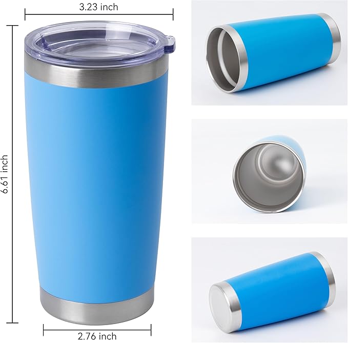 HASLE OUTFITTERS 20oz Stainless Steel Tumblers Bulk, Insulated Travel Cup with Lid, Double Wall Vacuum Coffee Mug for Cold & Hot Drinks 1 Pack, Royal Blue
