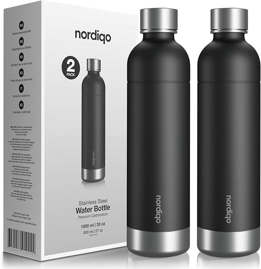 Stainless Steel Carbonating Bottle 33 oz | Compatible with Aarke Carbonator 3, Sodastream (Excl. model Aqua Fizz + Jet) and many others| Dishwasher Safe, No Expiration Date, BPA-Free