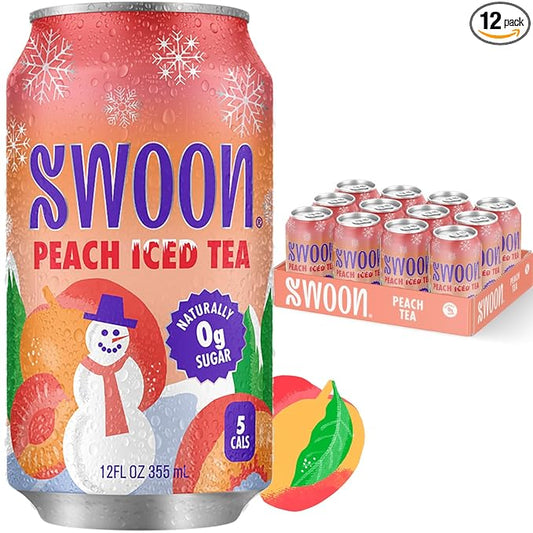 Swoon Peach Tea - Sugar Free, Low Carb, Paleo-Friendly, Gluten Free - Flavored Keto Drinks Made with Organic Black Tea & Sweetened by Monk Fruit and Stevia (Pack of 12)