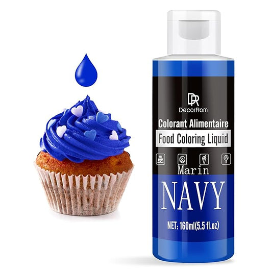 Food Coloring - Vibrant Liquid Icing Food Coloring Set for Baking, Cake Decorating, Easter Egg, Airbrush - Tasteless Food Color Dye for Fondant, Slime, DIY Crafts - 5.5 Fl.oz / 160ml Each (Navy)