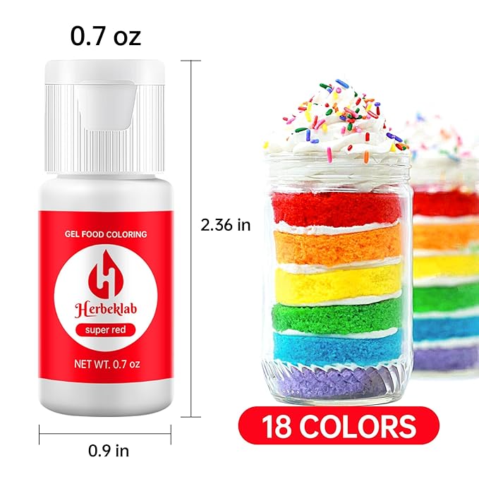 Gel Food Coloring 18 Colors x 0.7 oz Concentrated Gel Based Food Dye Vibrant Icing Colors Neon Food Coloring for Baking Cake Decorating Cookies Fondant