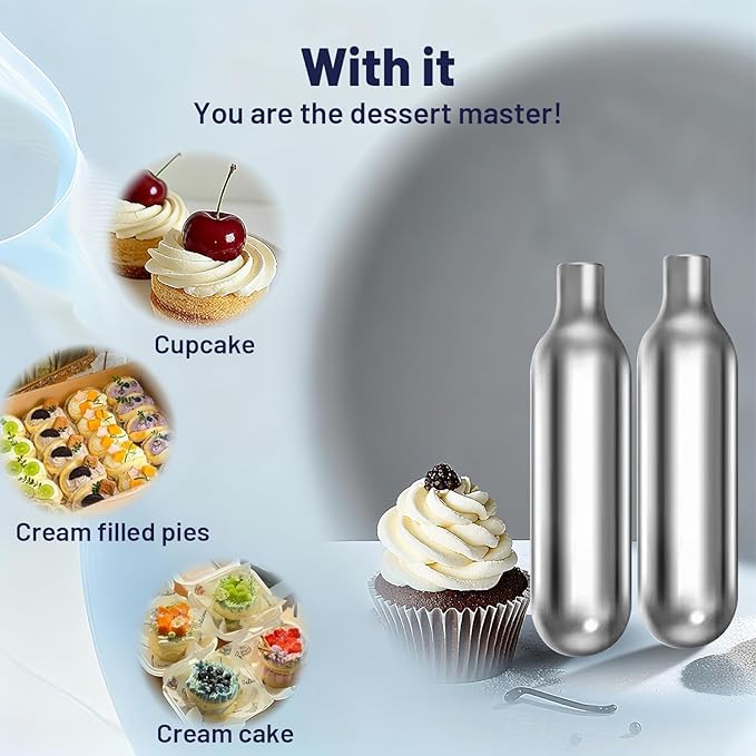 Whipped Cream Chargers - 8g Whip Cream Charger Cylinder Food Grade Original Flavor With Long Shelf Life, Perfect for Desserts, Cake, Beverages and Gourmet Dishess