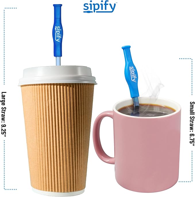 Flow-Limiting Dysphagia Straw for Safe Drinking | Adaptive Drinking Aids for Elderly & Dysphagia Patients | Reusable Stainless Steel Straw with Soft Silicone Tip | Dishwasher Safe | 2 Pack