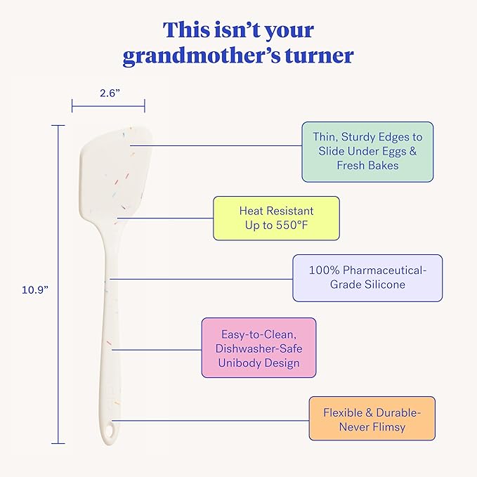 GIR: Get It Right Silicone Spatula Turner - Mini 11 In Sprinkles - Seamless One-Piece Nonstick Heat-Resistant Rubber Spatula for Cooking & Baking - Dishwasher-Friendly Kitchen Utensil