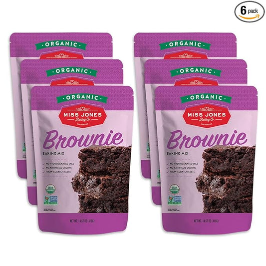 Miss Jones Baking Organic Fudge Brownie Mix, Non-GMO, Vegan-Friendly: Rich Cocoa (Pack of 6)