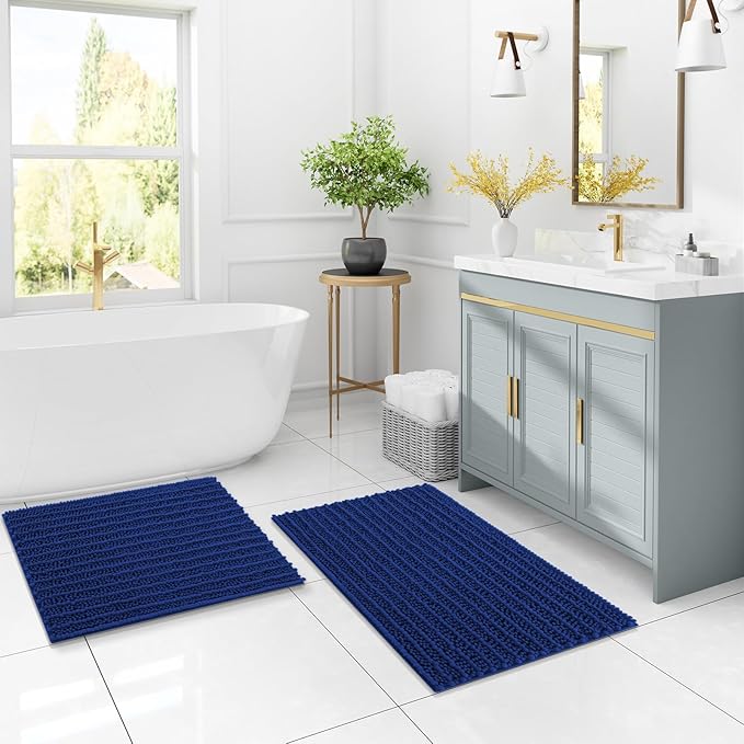 Arotive Luxury Chenille Bathroom Rug Mat, Extra Soft Thick Absorbent Shaggy Bath Rugs, Non-Slip Machine Wash Dry, Plush Bath Mats for Bathroom, Shower and Tub, 36x24, Royal Blue