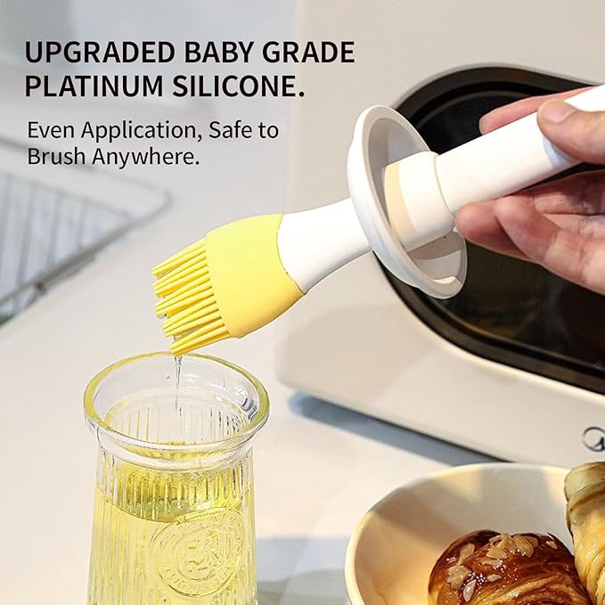 Oil Dispenser with Brush - Glass Olive Oil Dispenser for Kitchen, 3 IN 1 Oil Dispenser Bottle with Silicone Basting Brush for Cooking Vinegar Sauce BBQ Grill Frying (Brown/White/Green)