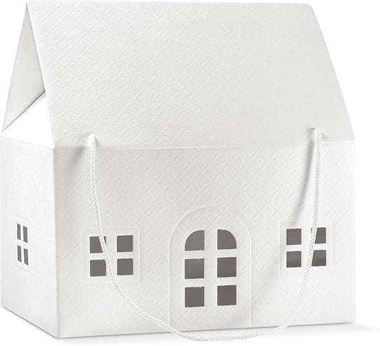 Boxes Craftory Pack of 5 House Shaped Gift Boxes (12.99 x 9.84 x 7.48 inch) - Mansion Ideal for Home Presents, House Interior Decorations and for Treats - White Matelasse