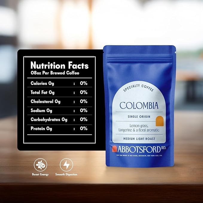 Colombia Ground Coffee, Single Origin Medium-Light Roast Coffee with Lemongrass, Tangerine & Floral Aromatic Notes, Colombian Specialty 12oz Bag, Suitable for Coffee Enthusiasts