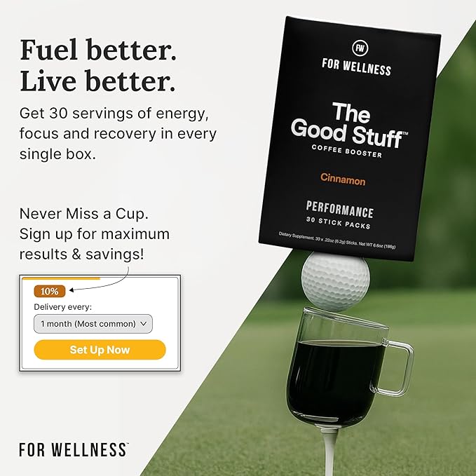 For Wellness The Good Stuff Performance – Coffee Booster | Collagen + MCT Powder Supplement with L-Theanine and Antioxidants for Jitter-Free Energy & Stamina | Non-Dairy, Keto-Friendly, 30 Servings