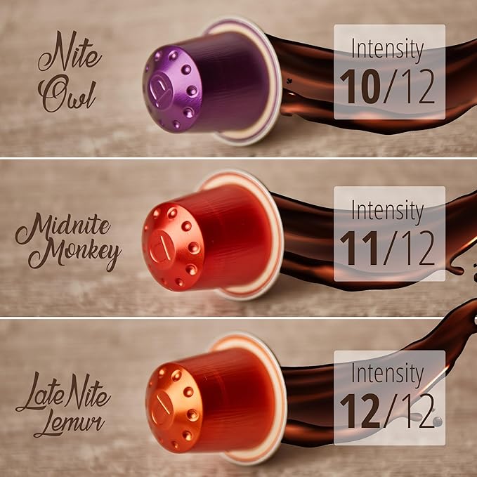 60ct Dark Roast Variety Espresso Pods Compatible with Nespresso Original Machine I Aluminum Capsules - Intensity 10-12 I Ristretto Espresso Lungo